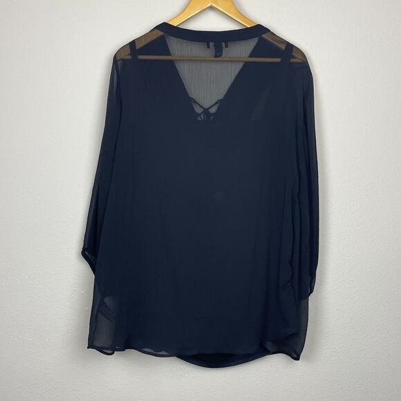 Alyx Sheer Studded Lace‎ Top Plus Size 3X Black Whimsigoth Fairycore 3/4 Sleeves - Picture 2 of 5